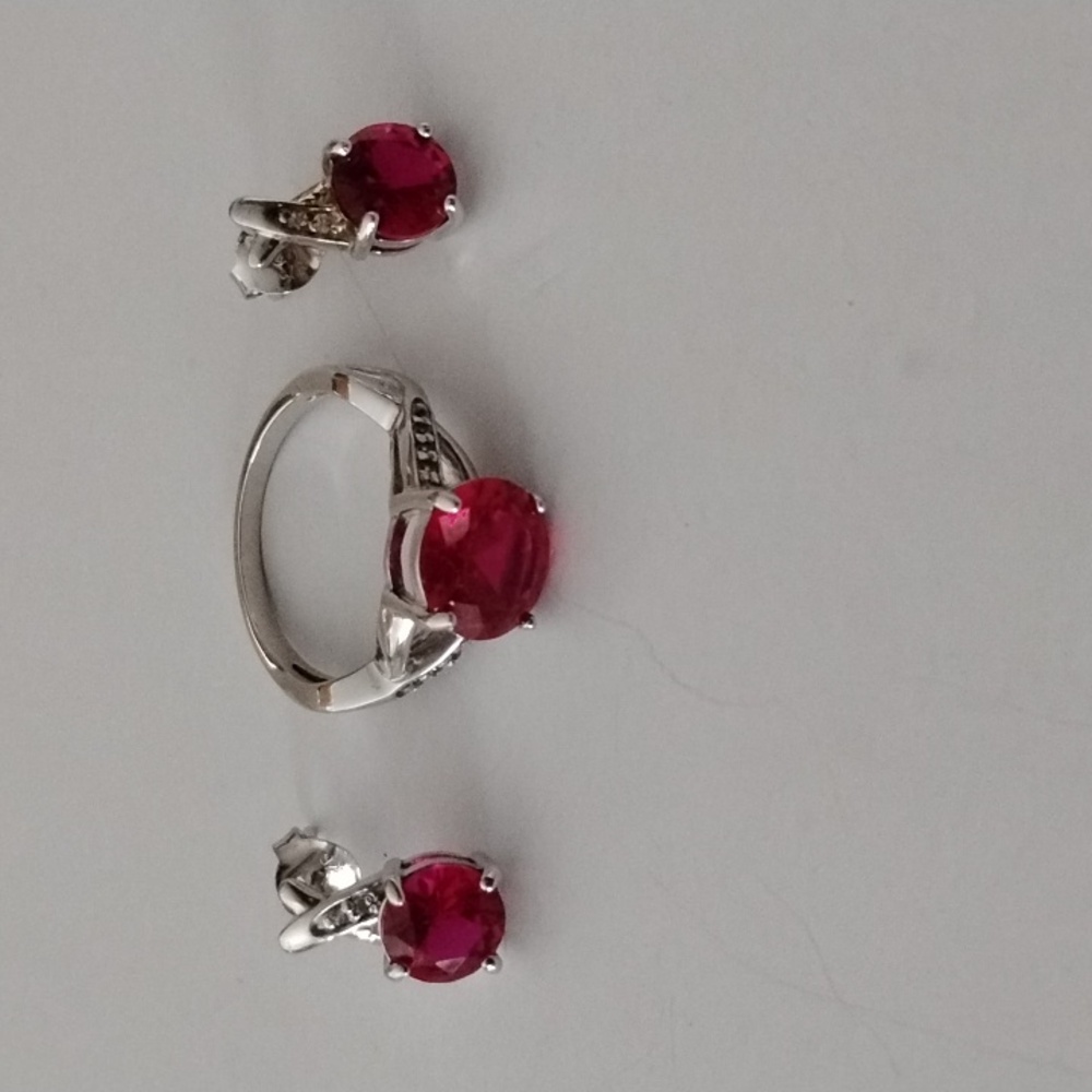 Elegant Silver and Red Jewelry Set